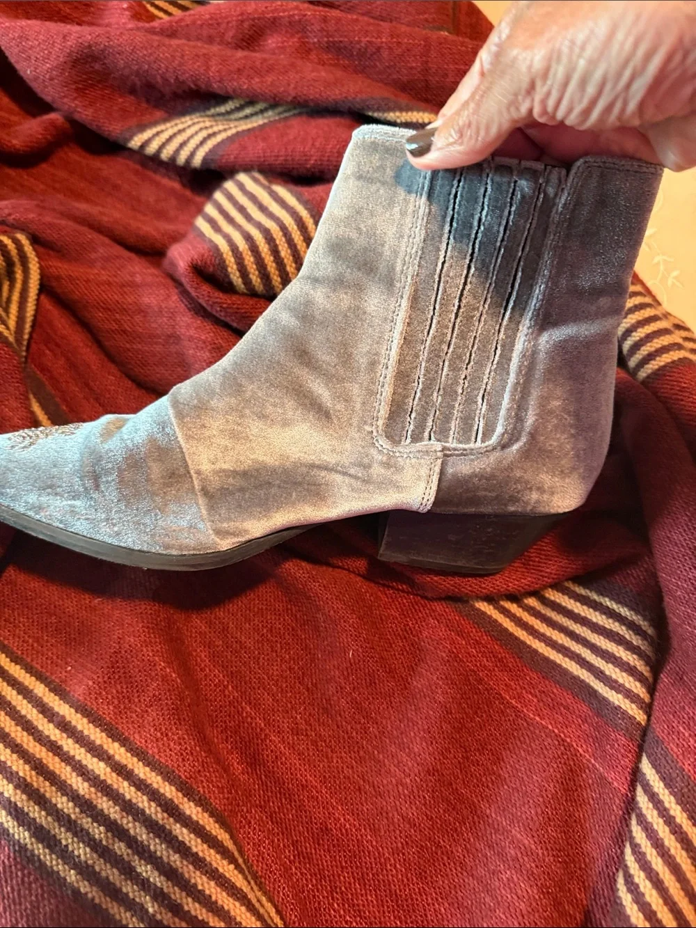 Topshop Silver Velvet Pointed-Toe Ankle Boots